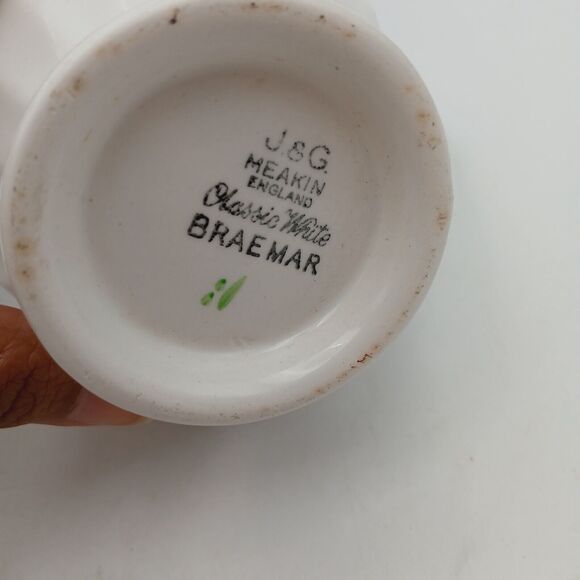 J & G Meakin Braemar Creamer & Sugar Bowl England scalloped floral Classic White - Picture 14 of 14